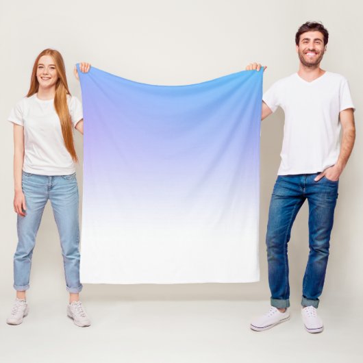 Paarse en blauwe ombre-design fleece deken (In situ)