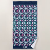 Paarse en Blauwe Ontwerp Strandlaken (Voorkant)