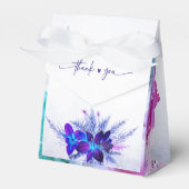 Paarse en blauwe orchidee bruiloft bedankdoosjes (Voorkant Zijde)