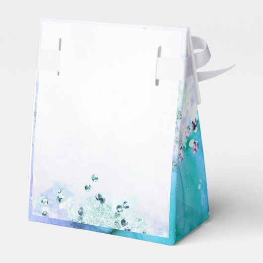 Paarse en blauwe orchidee bruiloft bedankdoosjes (Achterkant)