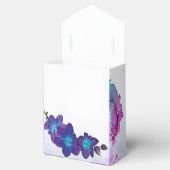 Paarse en blauwe orchidee bruiloft bedankdoosjes (Geopend)