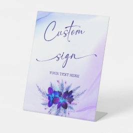 Paarse en Blauwe Orchidee Op Maat Gemaakt Bord Reclamebord Met Voetstuk