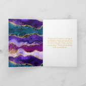 Paarse en blauwe pacock Agate Birthday Bedankkaart (Binnen)