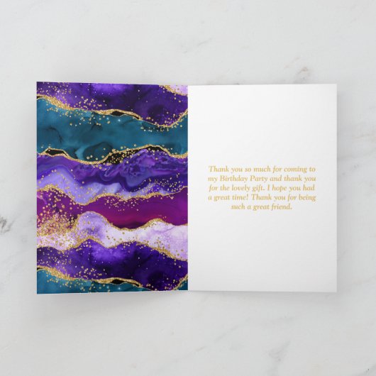 Paarse en blauwe pacock Agate Birthday Bedankkaart (Binnen)
