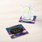 Paarse en blauwe pacock Agate Birthday Kartonnen Onderzetters (Insitu)