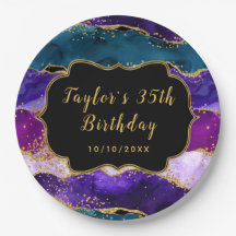 Paarse en blauwe pacock Agate Birthday