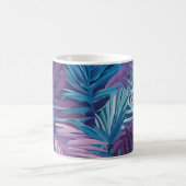 Paarse en Blauwe Palm Leaf Tropische Patroon Koffiemok (Center)