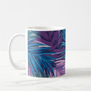 Paarse en Blauwe Palm Leaf Tropische Patroon Koffiemok