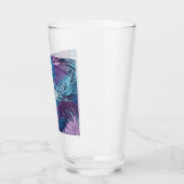 Paarse en blauwe palmblad tropische print glas (Links)