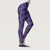 Paarse en Blauwe Pansies Leggings (Rechts)