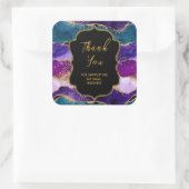 Paarse en Blauwe Pauw Agaat Business Bedankt Vierkante Sticker (Tas)