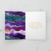 Paarse en Blauwe Peacock Agaat Happy Birthday Kaart (Binnen)