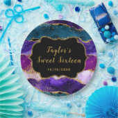 Paarse en Blauwe Peacock Agaat Sweet Sixteen Papieren Bordje (Feest)