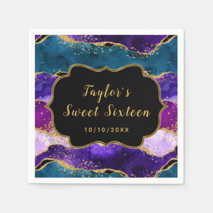 Paarse en Blauwe Peacock Agaat Sweet Sixteen Servet