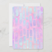 Paarse en blauwe rechthoekvormen op roze bruiloft kaart (Achterkant)