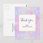 Paarse en blauwe rechthoekvormen op Roze Dank je Briefkaart (Voorkant / Achterkant)