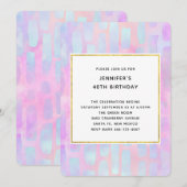 Paarse en blauwe rechthoekvormen op roze verjaarda kaart (Voorkant / Achterkant)