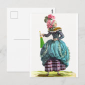 Paarse en blauwe Regency Franse Mode Tekening Briefkaart (Voorkant / Achterkant)