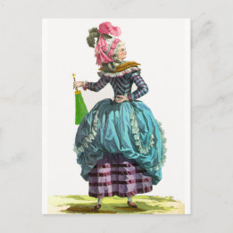 Paarse en blauwe Regency Franse Mode Tekening Briefkaart