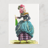 Paarse en blauwe Regency Franse Mode Tekening Briefkaart (Voorkant)