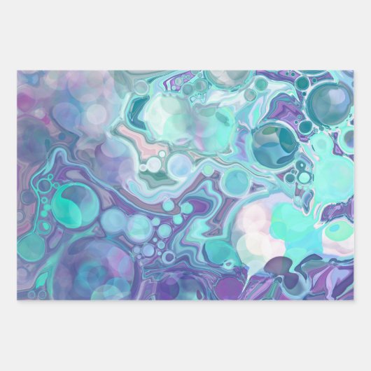 Paarse en blauwe Rhapsodie | Abstracte kunst Inpakpapier Vel (Voorkant 3)