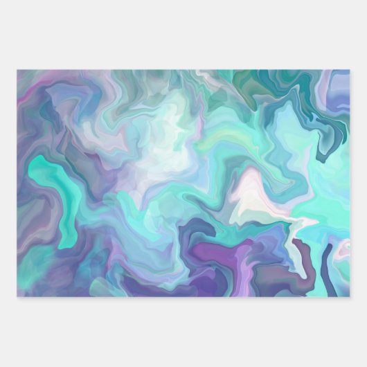 Paarse en blauwe Rhapsodie | Abstracte kunst Inpakpapier Vel (Voorkant 2)