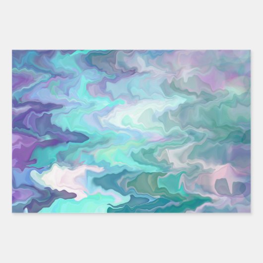 Paarse en blauwe Rhapsodie | Abstracte kunst Inpakpapier Vel (Voorkant)