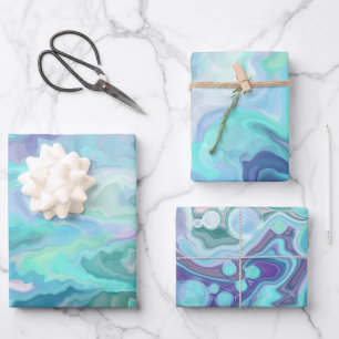 Paarse en blauwe Rhapsodie   Abstracte kunst Inpakpapier Vel