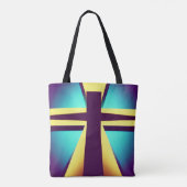 Paarse en blauwe roggen kruisende Canvas tas (Achterkant)