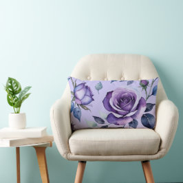 Paarse en Blauwe Roos Bloemen Kussen