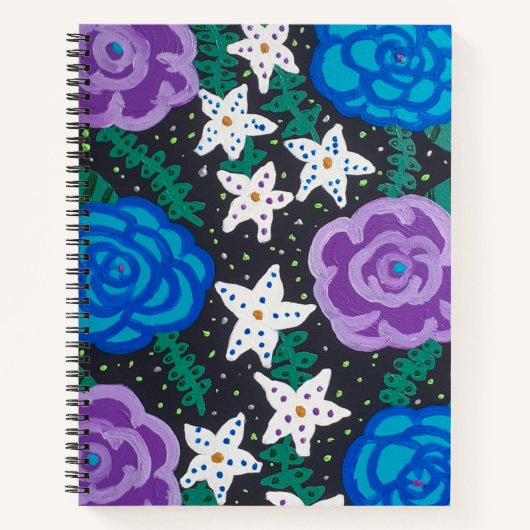 Paarse en blauwe Rozen Notitieboek (Voorkant)