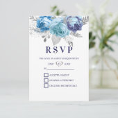 Paarse en blauwe Rozen RSVP Kaartje (Staand voorkant)