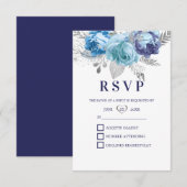 Paarse en blauwe Rozen RSVP Kaartje (Voorkant / Achterkant)