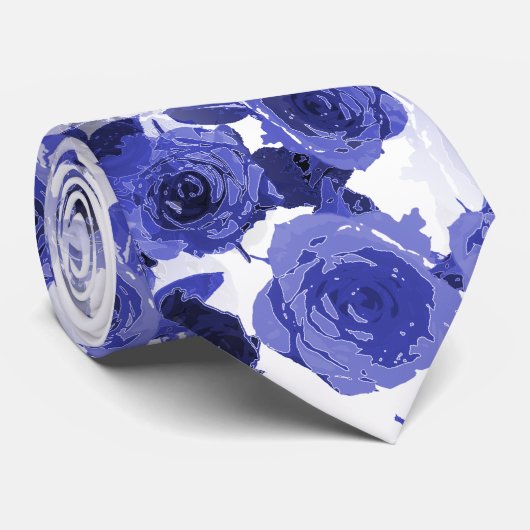 Paarse en blauwe Rozen Stropdas (Opgerold)