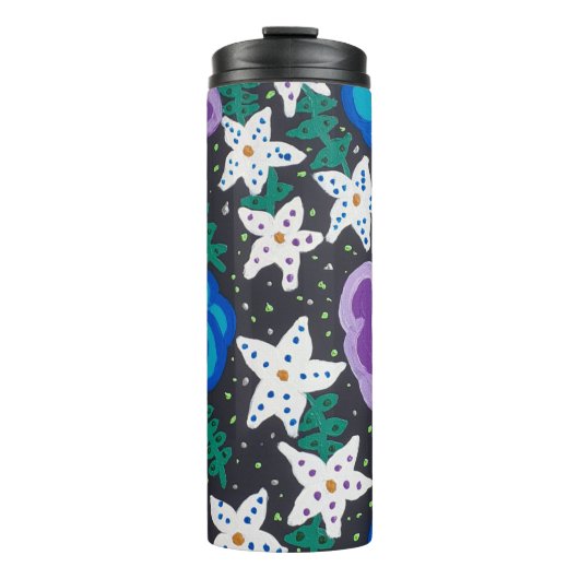 Paarse en blauwe Rozen  Thermosbeker (Voorkant)