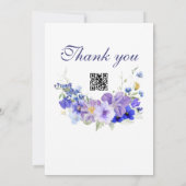 Paarse en blauwe rustieke Wildflower bruiloft Kaart (Achterkant)