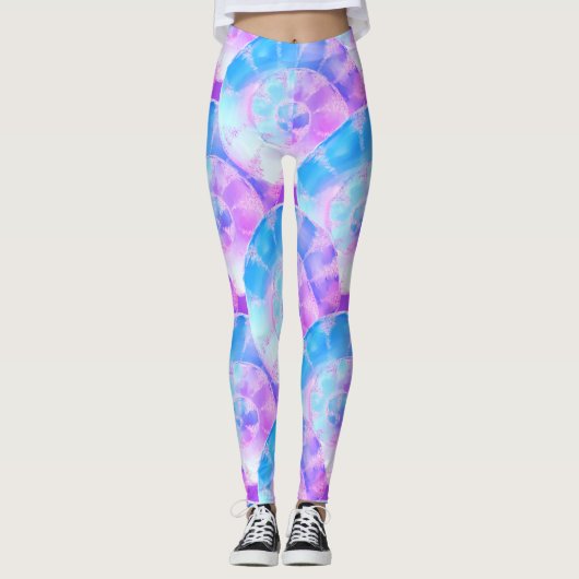 Paarse en blauwe schelpen leggings (Voorkant)