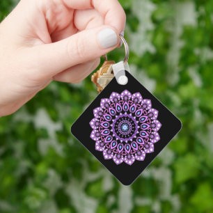 Paarse en blauwe Sleutelhanger Mandala