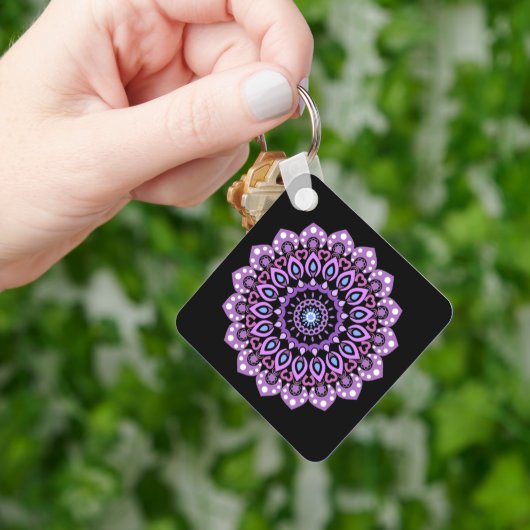 Paarse en blauwe Sleutelhanger Mandala (Hand)