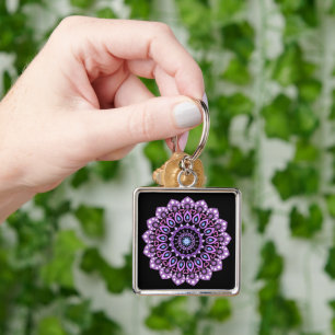 Paarse en blauwe Sleutelhanger Mandala