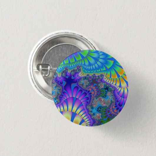 Paarse en blauwe smelt ronde button 3,2 cm (Voorkant /achterkant)
