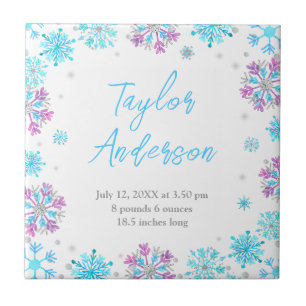 Paarse en blauwe sneeuwvlokken Baby Birmstatistiek Tegeltje