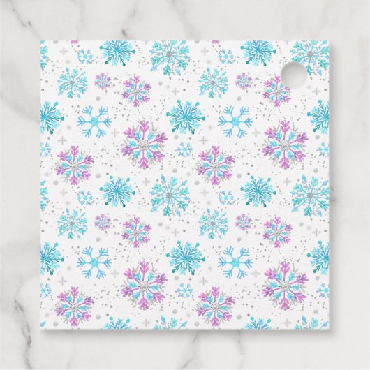 Paarse en Blauwe Sneeuwvlokken Baby shower Bedankt Bedankjes Labels (Achterkant)