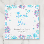 Paarse en Blauwe Sneeuwvlokken Baby shower Bedankt Bedankjes Labels (Voorkant)