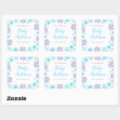 Paarse en Blauwe Sneeuwvlokken Baby shower Bookpla Vierkante Sticker (Vel)