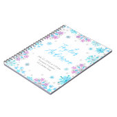 Paarse en Blauwe Sneeuwvlokken Geboortestatistieke Notitieboek (Linkerzijde)