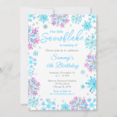 Paarse en Blauwe Sneeuwvlokken Verjaardagsfeest Kaart (Voorkant)