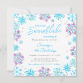 Paarse en Blauwe Sneeuwvlokken Verjaardagsfeest Kaart (Voorkant)