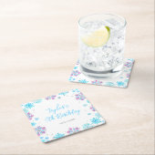 Paarse en Blauwe Sneeuwvlokken Verjaardagsfeest Kartonnen Onderzetters (Insitu)