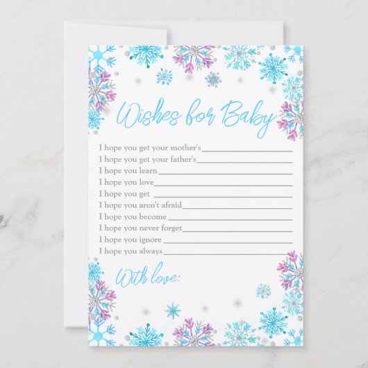 Paarse en blauwe sneeuwvlokken willen Baby Kaart (Voorkant)